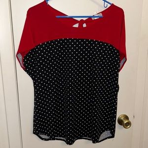 Polk-a-dots what?? Black & red blouse